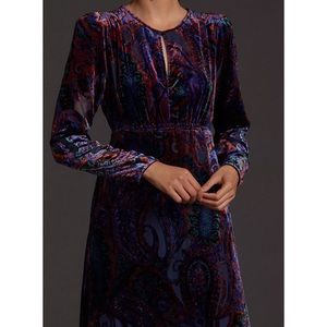 Anthropologie Purple and Blue Paisley Maxi Dress